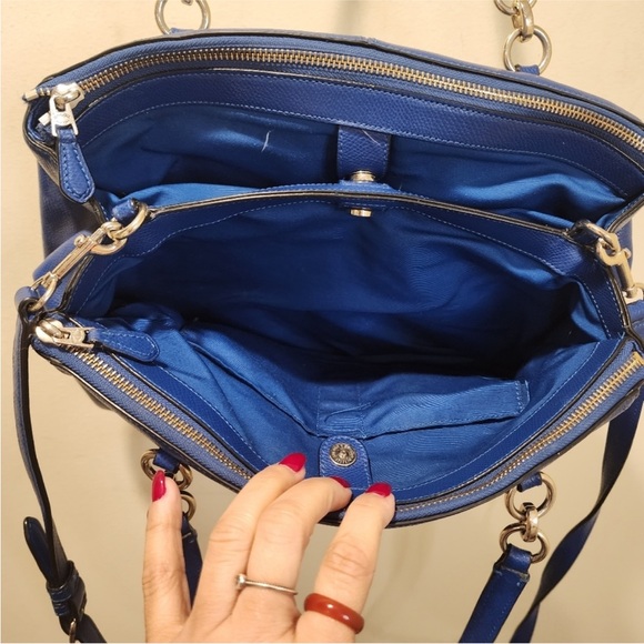 COACH blue leather shoulder bag with long strap - Picture 15 of 16